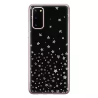 Samsung S20 hoesje siliconen - Falling stars | Samsung Galaxy S20 case | Bruin/beige | TPU backcover transparant