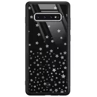 Samsung S10 hoesje glass - Falling stars | Samsung Galaxy S10 case | Hardcase backcover zwart
