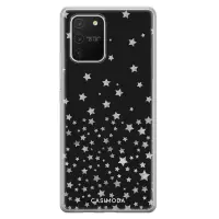 Samsung S10 Lite hoesje siliconen - Falling stars | Samsung Galaxy S10 Lite case | zwart | TPU backcover transparant