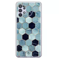 Samsung A32 5G hoesje siliconen - Blue cubes | Samsung Galaxy A32 5G case | blauw | TPU backcover transparant