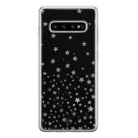 Samsung S10 hoesje siliconen - Falling stars | Samsung Galaxy S10 case | zwart | TPU backcover transparant