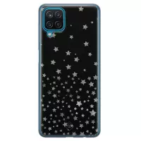 Samsung A12 hoesje siliconen - Falling stars | Samsung Galaxy A12 case | zwart | TPU backcover transparant