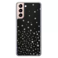 Samsung S21 hoesje siliconen - Falling stars | Samsung Galaxy S21 case | zwart | TPU backcover transparant