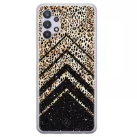 Samsung A32 5G hoesje siliconen - Chevron luipaard | Samsung Galaxy A32 5G case | zwart | TPU backcover transparant