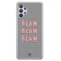 Samsung A32 5G hoesje siliconen - Blah blah blah | Samsung Galaxy A32 5G case | blauw | TPU backcover transparant