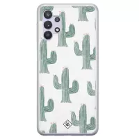 Samsung A32 5G hoesje siliconen - Cactus print | Samsung Galaxy A32 5G case | groen | TPU backcover transparant