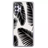 Samsung A32 5G hoesje siliconen - Palm leaves silhouette | Samsung Galaxy A32 5G case | zwart | TPU backcover transparant