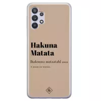 Samsung A32 5G hoesje siliconen - Hakuna matata | Samsung Galaxy A32 5G case | Bruin/beige | TPU backcover transparant
