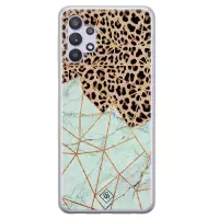 Samsung A32 5G hoesje siliconen - Luipaard marmer mint | Samsung Galaxy A32 5G case | Bruin | TPU backcover transparant