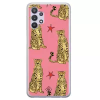 Samsung A32 5G hoesje siliconen - The pink leopard | Samsung Galaxy A32 5G case | Roze | TPU backcover transparant