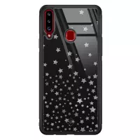 Samsung A20s hoesje glass - Falling stars | Samsung Galaxy A20s  case | Hardcase backcover zwart