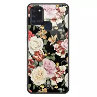 Samsung Galaxy A21s glazen hardcase - Flowerpower