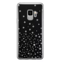 Samsung S9 hoesje siliconen - Falling stars | Samsung Galaxy S9 case | zwart | TPU backcover transparant