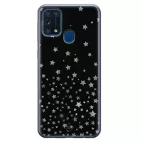 Samsung M31 hoesje siliconen - Falling stars | Samsung Galaxy M31 case | zwart | TPU backcover transparant