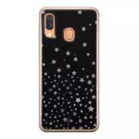 Samsung A40 hoesje siliconen - Falling stars | Samsung Galaxy A40 case | zwart | TPU backcover transparant