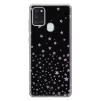 Samsung A21s hoesje siliconen - Falling stars | Samsung Galaxy A21s case | Bruin/beige | TPU backcover transparant