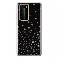 Huawei P40 Pro hoesje siliconen - Falling stars | Huawei P40 Pro case | Bruin/beige | TPU backcover transparant