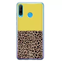 Huawei P30 Lite hoesje siliconen - Luipaard geel | Huawei P30 Lite case | geel | TPU backcover transparant