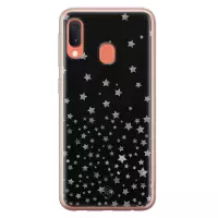 Samsung A20e hoesje siliconen - Falling stars | Samsung Galaxy A20e case | Bruin/beige | TPU backcover transparant