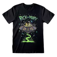 Rick And Morty Heren Tshirt -XL- Spaceship Zwart