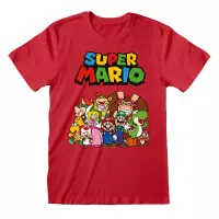 Nintendo Super Mario Heren Tshirt -S- Main Character Group Rood