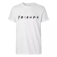 Friends Logo Rolled Up Sleeves Women T-Shirt-L