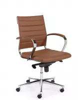 Burostoel.eu model 600 design bureaustoel met lage rug in bruin PU