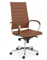 Burostoel.eu model 1202 design bureaustoel met hoge rug in bruin PU