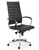 Burostoel.eu model 1202 design bureaustoel met hoge rug in zwart PU