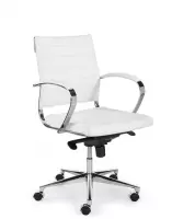 Burostoel.eu model 600 design bureaustoel met lage rug in wit PU