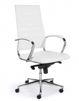 Burostoel.eu model 1202 design bureaustoel met hoge rug in wit PU