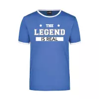The legend is real / de legende is echt blauw/wit ringer t-shirt voor heren - Verjaardagscadeau XL
