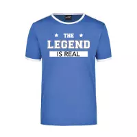 The legend is real / de legende is echt blauw/wit ringer t-shirt voor heren - Verjaardagscadeau 2XL