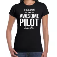 Awesome pilot / geweldige piloot cadeau t-shirt zwart - dames -  kado / verjaardag / beroep shirt XS