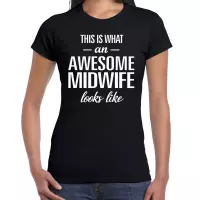 Awesome midwife / geweldige verloskundige cadeau t-shirt zwart - dames -  kraamhulp bedankje / verjaardag / beroep shirt M