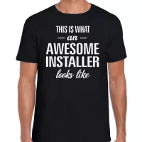 Awesome Installer / geweldige installateur cadeau t-shirt zwart - heren -  kado / verjaardag / beroep cadeau shirt S