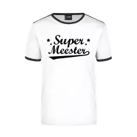 Super meester wit/zwart ringer t-shirt voor heren - Einde schooljaar/ meesterdag/ leraar cadeau XL