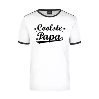 Coolste papa wit/zwart ringer t-shirt voor heren - Vaderdag/verjaardag cadeau shirt 2XL