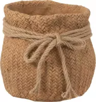 J-Line Bloempot Jute Immitatie Koord Cement Naturel Small Set van 2 stuks