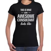 Awesome / geweldige consultant cadeau t-shirt zwart - dames -  kado / verjaardag / beroep shirt L