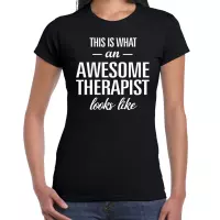 Awesome Therapist / geweldige therapeut cadeau t-shirt zwart - dames -  psycholoog of fysiotherapeut beroepen shirt XL