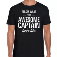 Awesome Captain / geweldige kapitein cadeau t-shirt zwart - heren -  kado / verjaardag / beroep cadeau shirt M