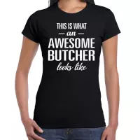 Awesome Butcher / geweldige slager cadeau t-shirt zwart - dames -  kado / verjaardag / beroep shirt XS