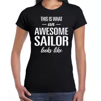 Awesome sailor / geweldige matroos cadeau t-shirt zwart - dames -  matrozen kado / verjaardag / beroep shirt M