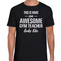 Awesome gym teacher / geweldige gymleraar cadeau t-shirt zwart - heren - bedankje / verjaardag / beroep shirt M