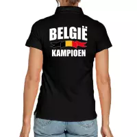 Zwart fan poloshirt voor dames - Belgie kampioen - Belgisch supporter shirt - EK/ WK outfit 2XL