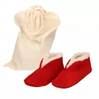 Rode Spaanse kinder sloffen/pantoffels van echt leer/suede maat 23 met handige opbergzak - Voor kinderen