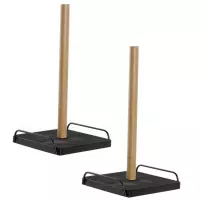 2x stuks keukenrol houders zwart 16 x 30 cm - Keukenpapier/keukenrol houders van hout