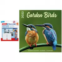Dieren/vogel kalender 2022 tuinvogels 30 cm incl. 2 zelfklevende ophanghaken - Maandkalenders/jaarkalenders - Wandkalenders