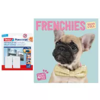 Huisdieren/dieren kalender 2022 grappige Franse Bulldog honden 30 cm incl. 2 zelfklevende haken - Maandkalenders/jaarkalenders